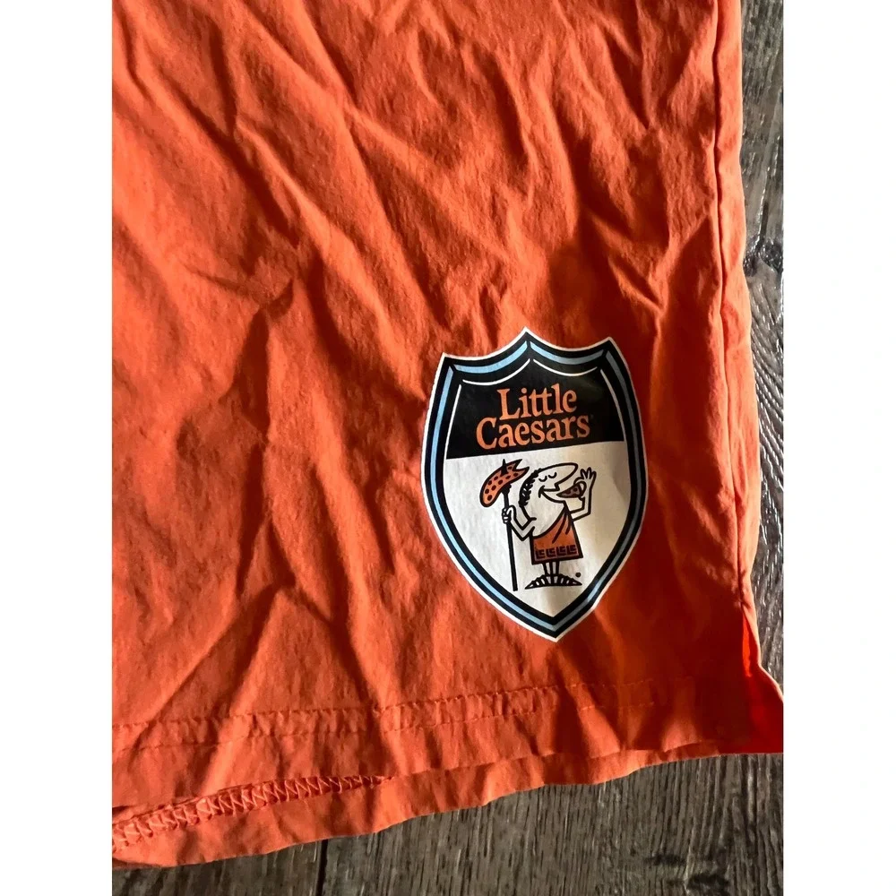 Little Caesars Pizza Mens Orange Swim Trunks Shorts Large Zipper Pocket Logo
